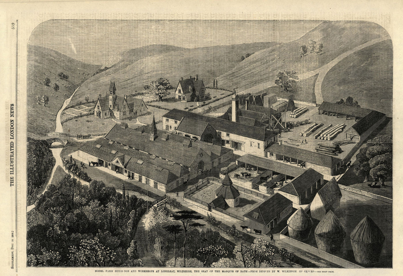Model farm buildings & workshop at Longleat, Wiltshire. Marquis of Bath 1859